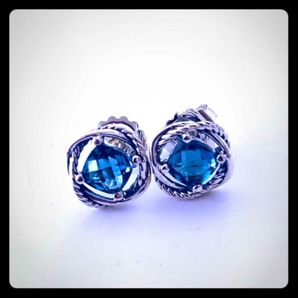 David Yurman Infinity Earrings Hampton Blue Topaz